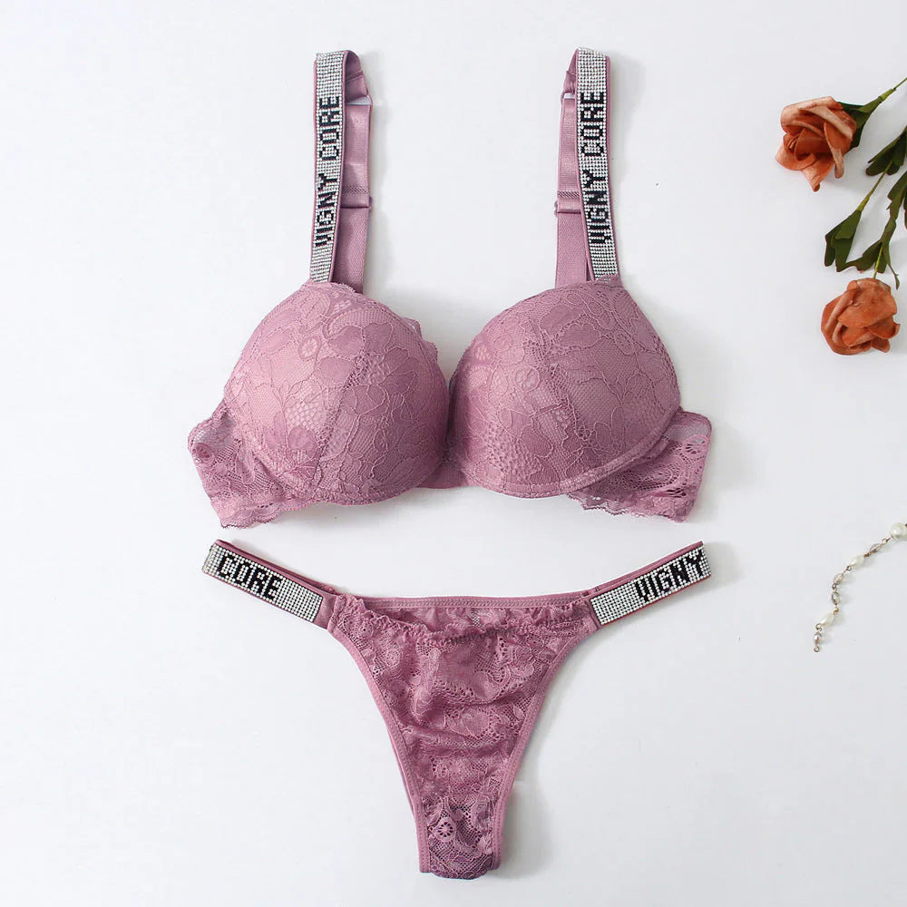 Letter Hot Diamond Gathered Fashion Lingerie – Bold, Sexy, and Trendy