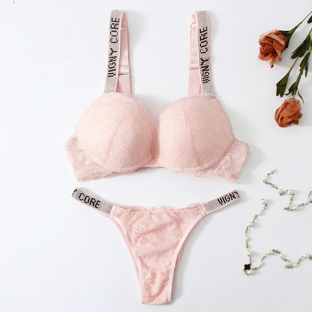 Letter Hot Diamond Gathered Fashion Lingerie – Bold, Sexy, and Trendy